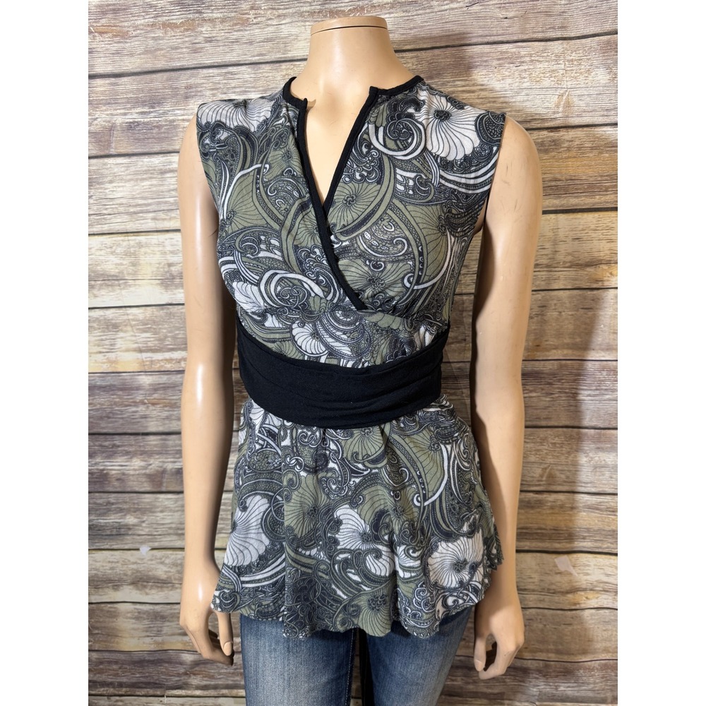 A Pea in the Pod Maternity Sweat Pea Top S Small Sleeveless Nylon V Neck Green